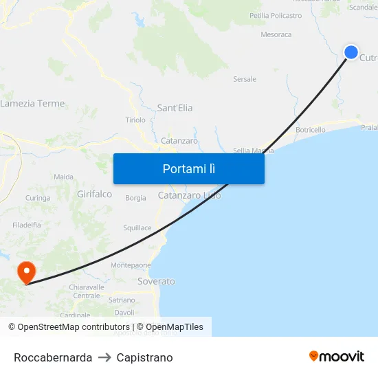 Roccabernarda to Capistrano map