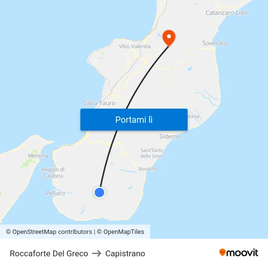 Roccaforte Del Greco to Capistrano map