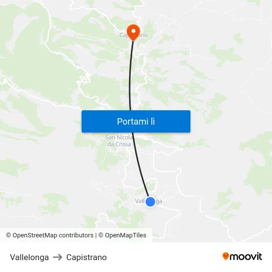 Vallelonga to Capistrano map