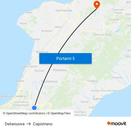 Delianuova to Capistrano map