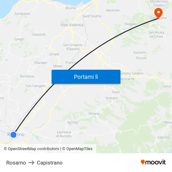 Rosarno to Capistrano map