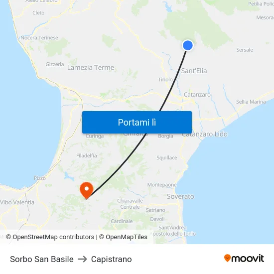 Sorbo San Basile to Capistrano map