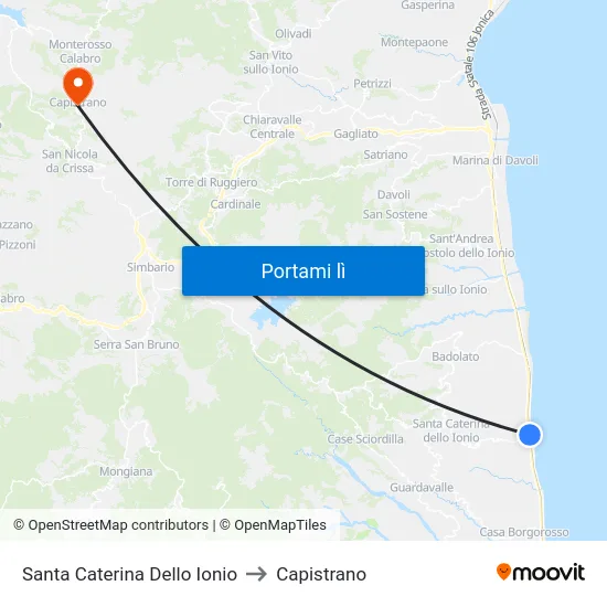 Santa Caterina Dello Ionio to Capistrano map