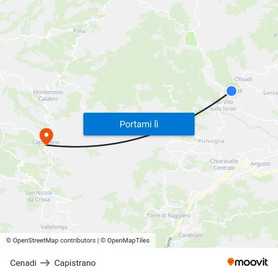 Cenadi to Capistrano map