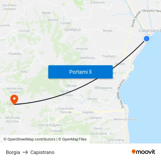 Borgia to Capistrano map