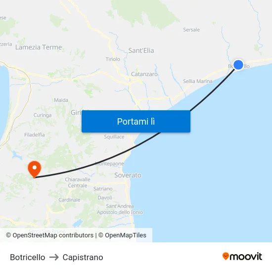 Botricello to Capistrano map