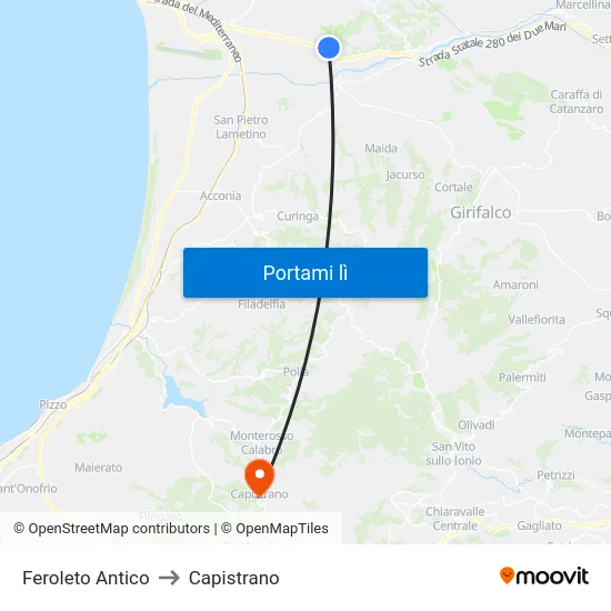 Feroleto Antico to Capistrano map
