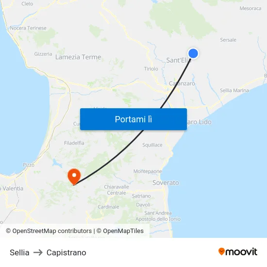 Sellia to Capistrano map