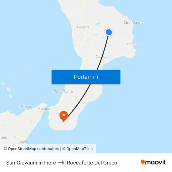 San Giovanni In Fiore to Roccaforte Del Greco map