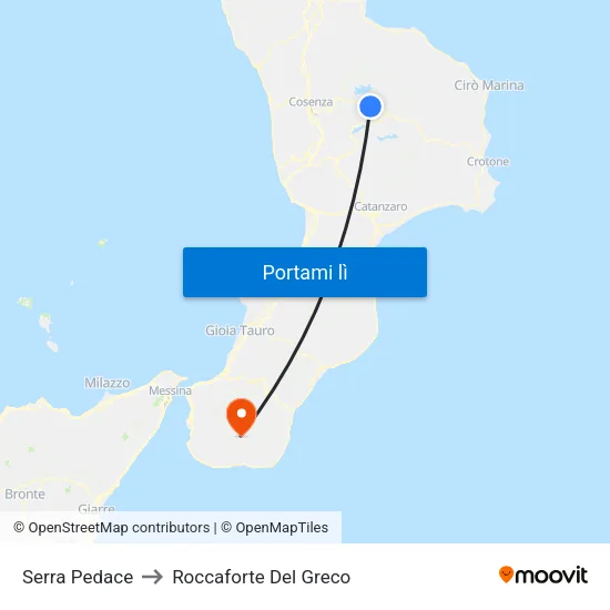 Serra Pedace to Roccaforte Del Greco map