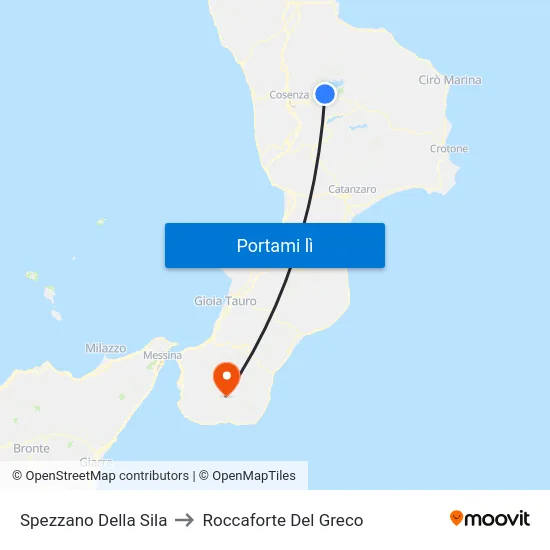 Spezzano Della Sila to Roccaforte Del Greco map