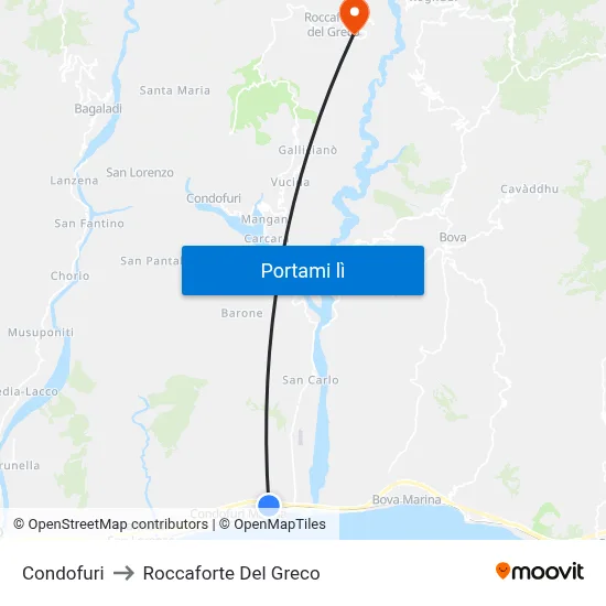 Condofuri to Roccaforte Del Greco map