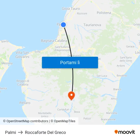Palmi to Roccaforte Del Greco map