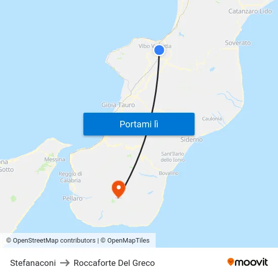 Stefanaconi to Roccaforte Del Greco map