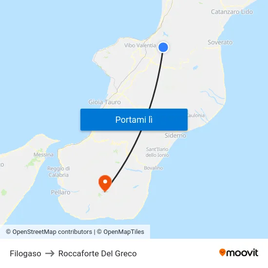 Filogaso to Roccaforte Del Greco map