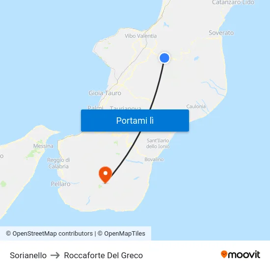 Sorianello to Roccaforte Del Greco map