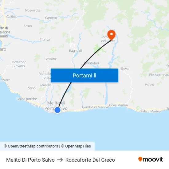 Melito Di Porto Salvo to Roccaforte Del Greco map