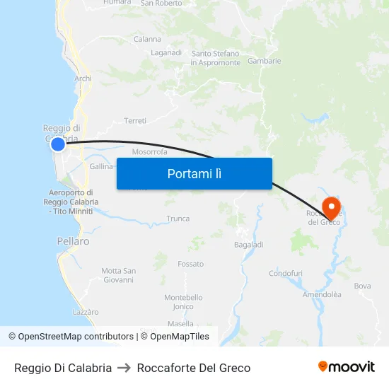 Reggio Di Calabria to Roccaforte Del Greco map
