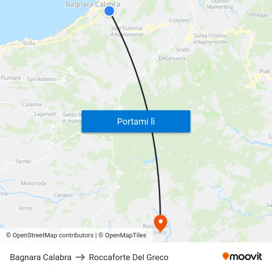 Bagnara Calabra to Roccaforte Del Greco map