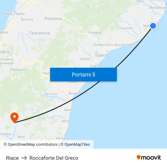 Riace to Roccaforte Del Greco map