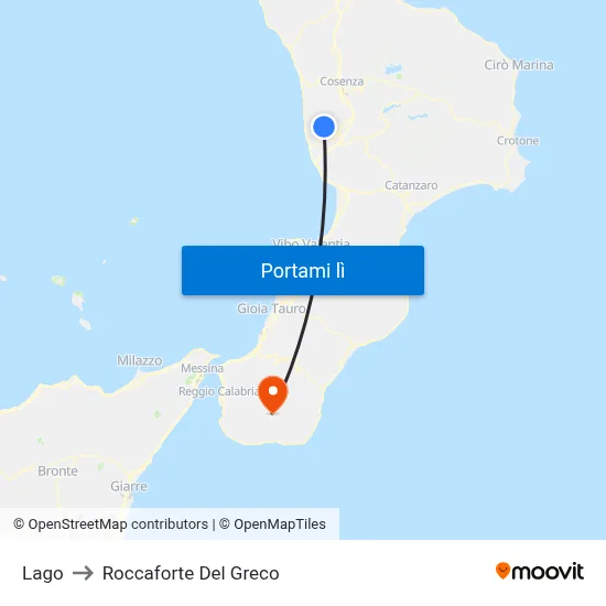 Lago to Roccaforte Del Greco map