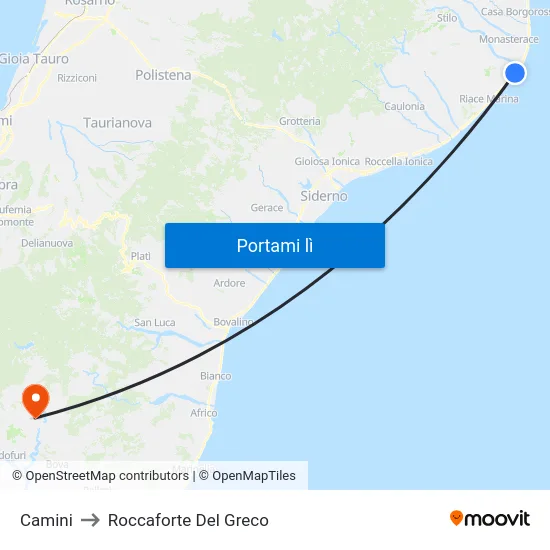 Camini to Roccaforte Del Greco map