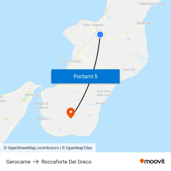 Gerocarne to Roccaforte Del Greco map