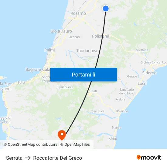 Serrata to Roccaforte Del Greco map