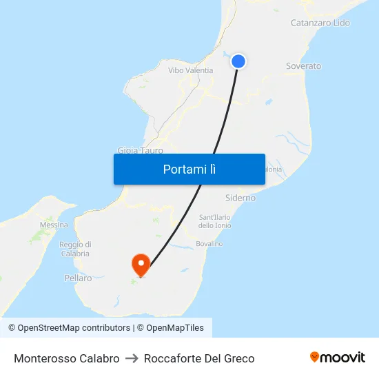 Monterosso Calabro to Roccaforte Del Greco map