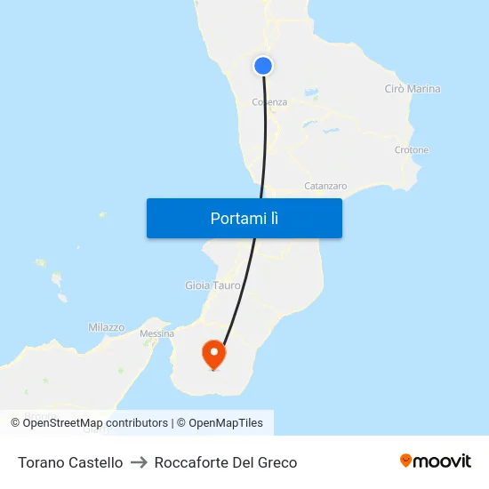 Torano Castello to Roccaforte Del Greco map