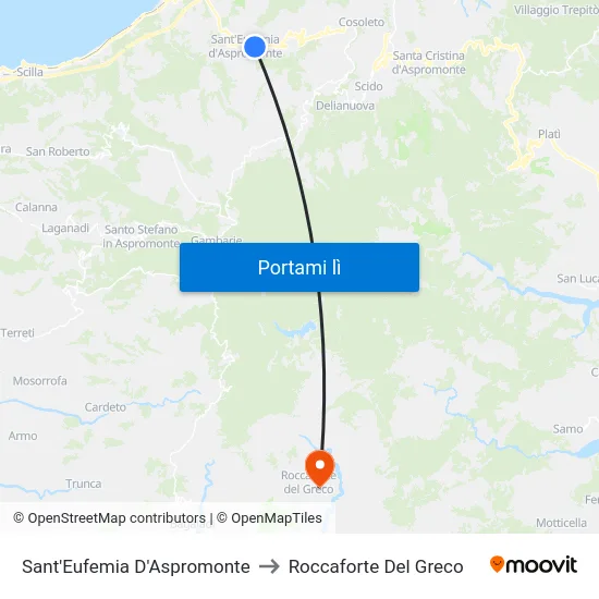 Sant'Eufemia D'Aspromonte to Roccaforte Del Greco map