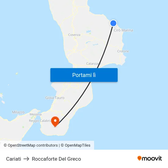 Cariati to Roccaforte Del Greco map