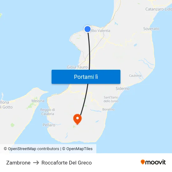 Zambrone to Roccaforte Del Greco map