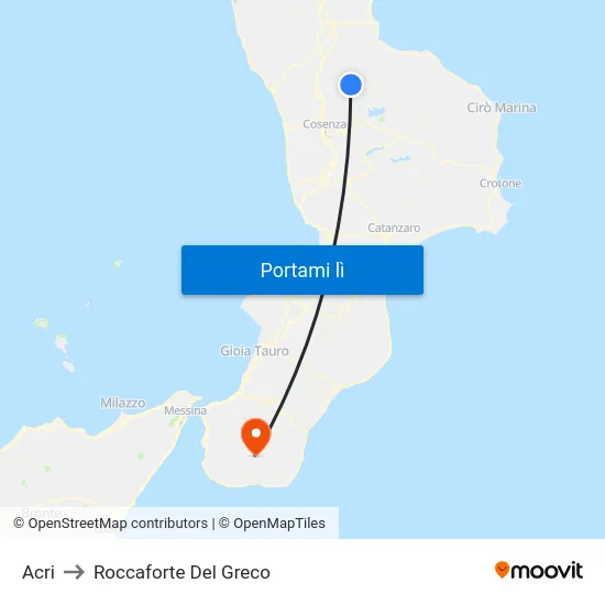 Acri to Roccaforte Del Greco map