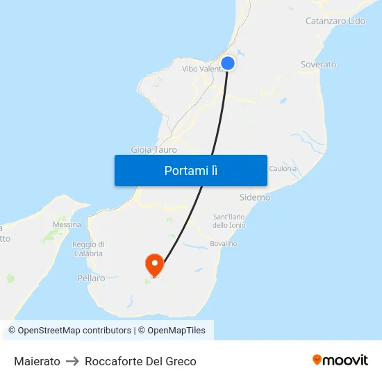 Maierato to Roccaforte Del Greco map