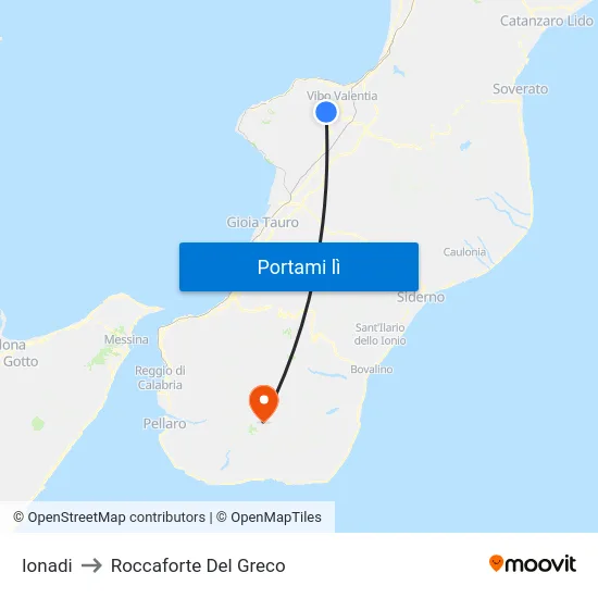 Ionadi to Roccaforte Del Greco map