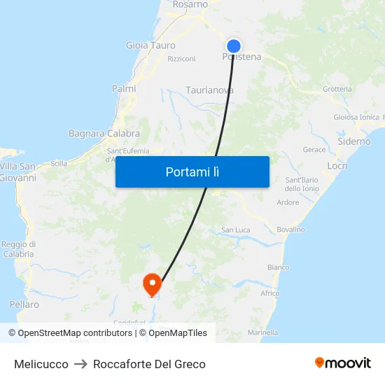 Melicucco to Roccaforte Del Greco map