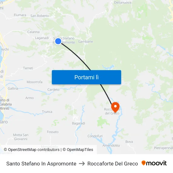 Santo Stefano In Aspromonte to Roccaforte Del Greco map