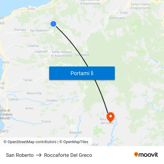 San Roberto to Roccaforte Del Greco map