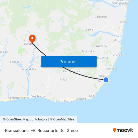 Brancaleone to Roccaforte Del Greco map