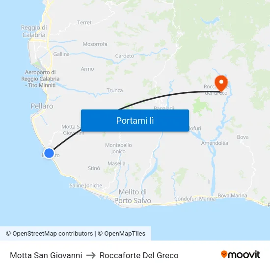 Motta San Giovanni to Roccaforte Del Greco map