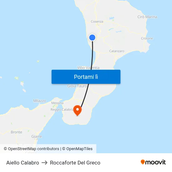 Aiello Calabro to Roccaforte Del Greco map