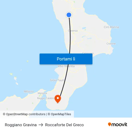 Roggiano Gravina to Roccaforte Del Greco map