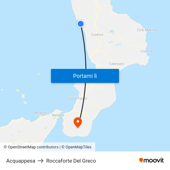 Acquappesa to Roccaforte Del Greco map