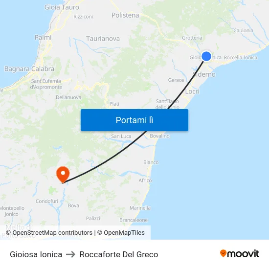 Gioiosa Ionica to Roccaforte Del Greco map