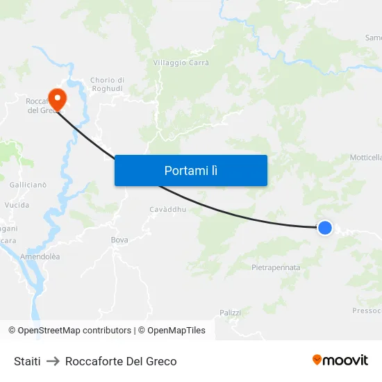 Staiti to Roccaforte Del Greco map