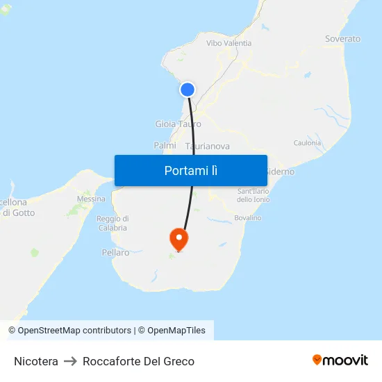 Nicotera to Roccaforte Del Greco map