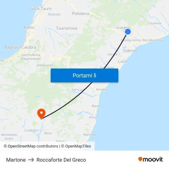 Martone to Roccaforte Del Greco map