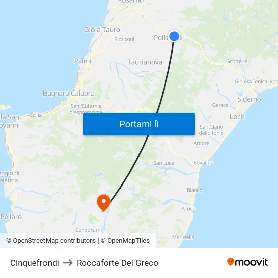 Cinquefrondi to Roccaforte Del Greco map