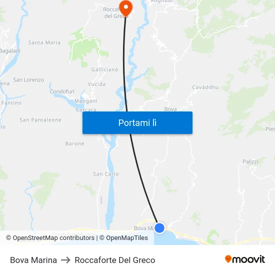 Bova Marina to Roccaforte Del Greco map